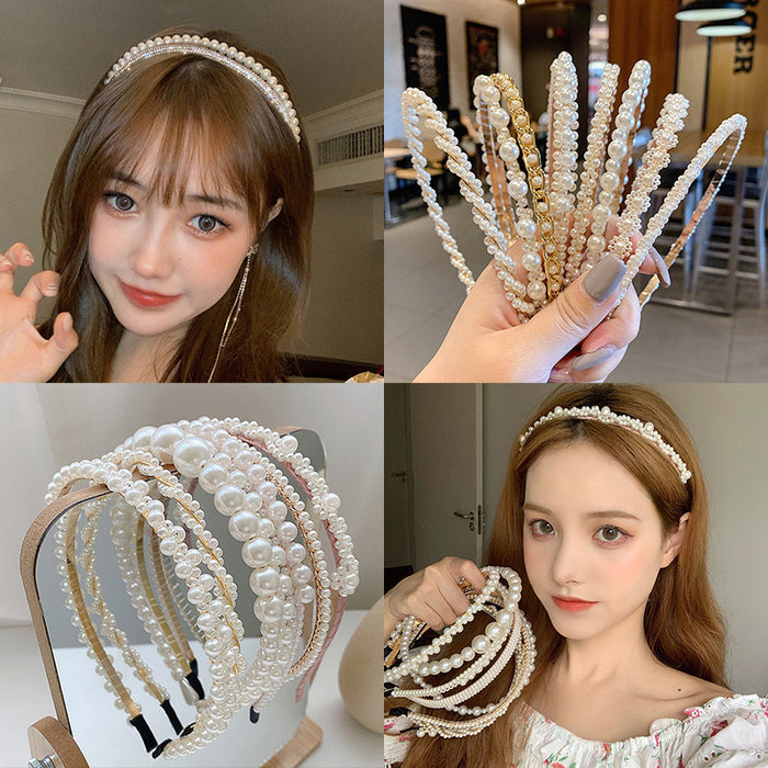 Jewelry WholesaleWholesale Pearl Rhinestone Hair Band JDC-HD-XinR006 Headband 新柔 %variant_option1% %variant_option2% %variant_option3%  Factory Price JoyasDeChina Joyas De China