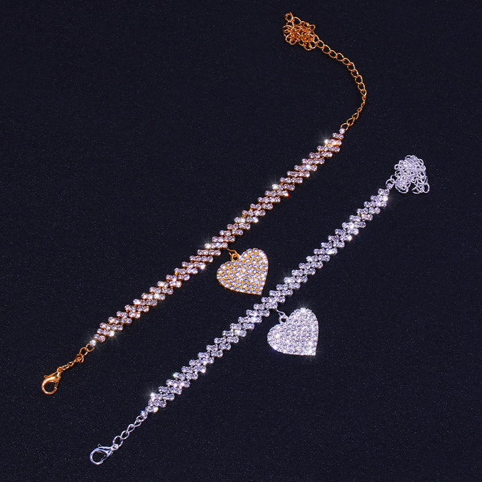 Wholesale Beach Diamond Anklet Rhinestone Love JDC-AS-Xins028