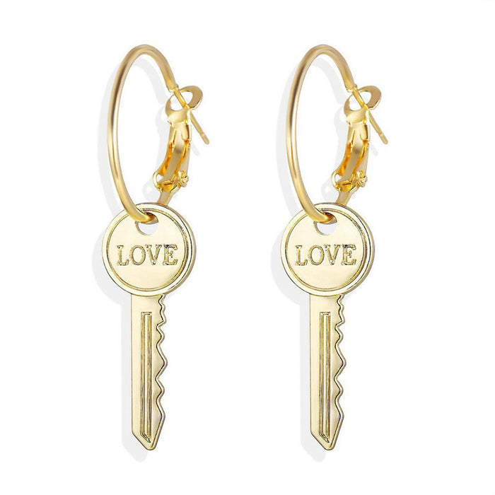 Jewelry WholesaleWholesale key Earrings English letter love key Earrings JDC-ES-XC351 Earrings 夏晨 %variant_option1% %variant_option2% %variant_option3%  Factory Price JoyasDeChina Joyas De China