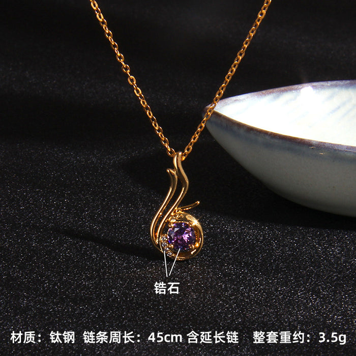 Jewelry WholesaleWholesale Copper Zircon Titanium Steel Sapphire Necklace JDC-NE-RongS009 Necklaces 荣硕 %variant_option1% %variant_option2% %variant_option3%  Factory Price JoyasDeChina Joyas De China