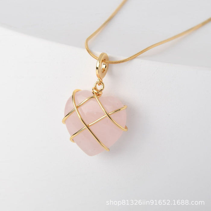 Wholesale Necklace Love Pendant Diamond Peach Heart Shape DIY Winding Necklace JDC-NE-LTLD002