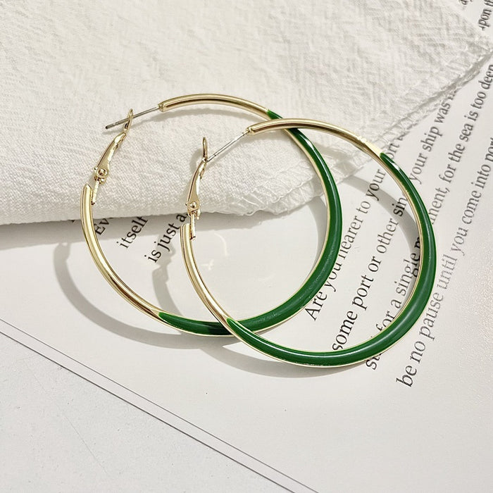 Wholesale Earrings Alloy Enamel Exaggerated Big Circle Pin Hoop JDC-ES-HM006