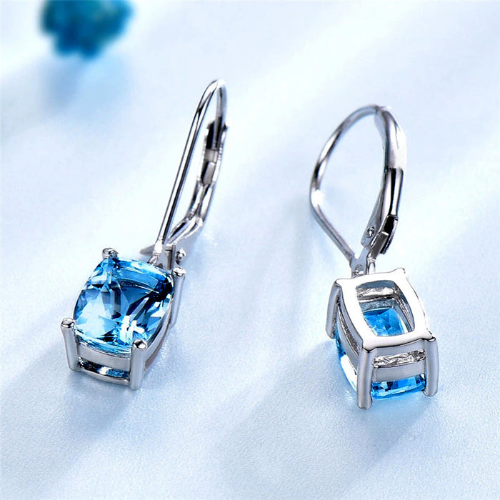 Wholesale Earrings Copper Blue Topaz Drop MOQ≥2 JDC-ES-PREMCAOS008