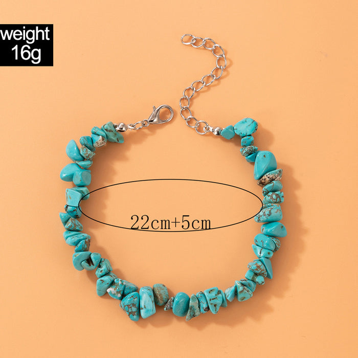 Wholesale Imitation Turquoise Single Layer Anklet Ethnic Style Irregular JDC-AS-C135