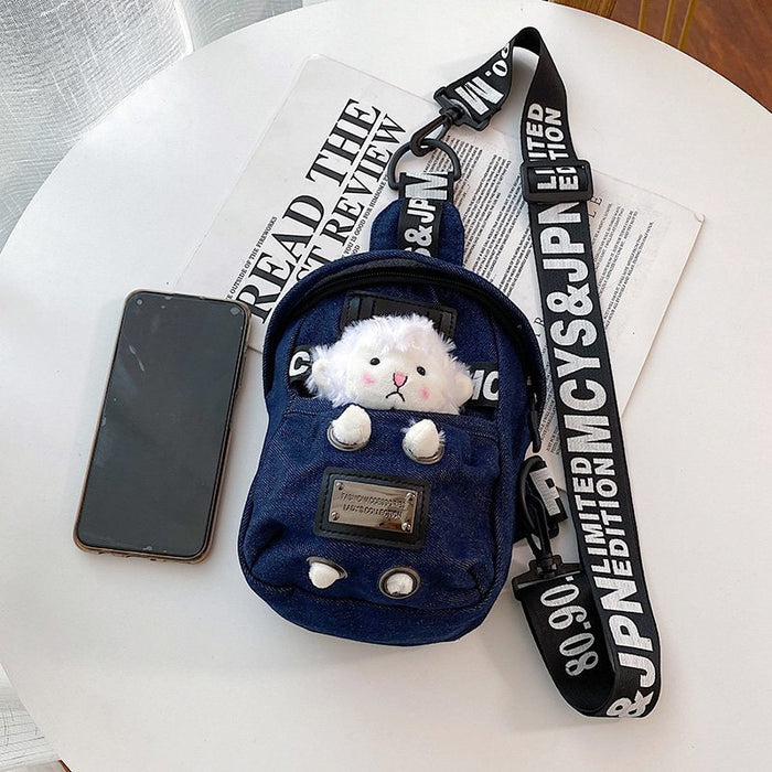 Jewelry WholesaleWholesale denim canvas messenger chest schoolgirl shoulder bag JDC-SD-JiaQ124 Shoulder Bags 家庆 %variant_option1% %variant_option2% %variant_option3%  Factory Price JoyasDeChina Joyas De China