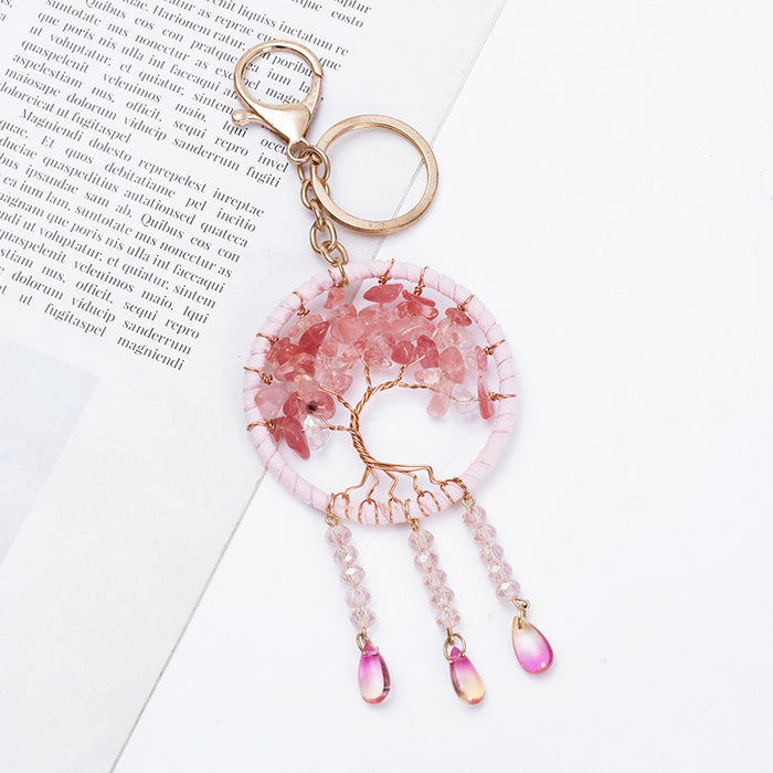 Jewelry WholesaleWholesale Tree Of Life Crushed Stone Copper Wire Keychain JDC-KC-MGu002 Keychains 梦罟 %variant_option1% %variant_option2% %variant_option3%  Factory Price JoyasDeChina Joyas De China