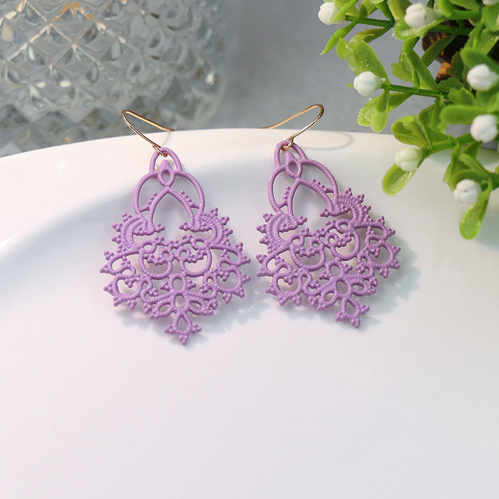 Wholesale Earrings Alloy Macaron Snowflake Hollow Out JDC-ES-momo007