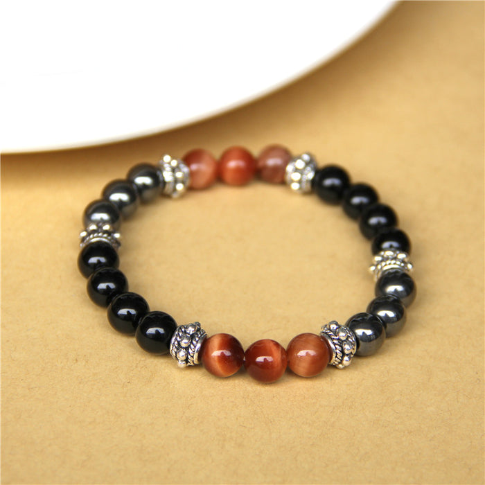 Wholesale Natural Tiger Eye Gemstone Beads Charm Energy Stretch Bracelet JDC-BT-YinY005