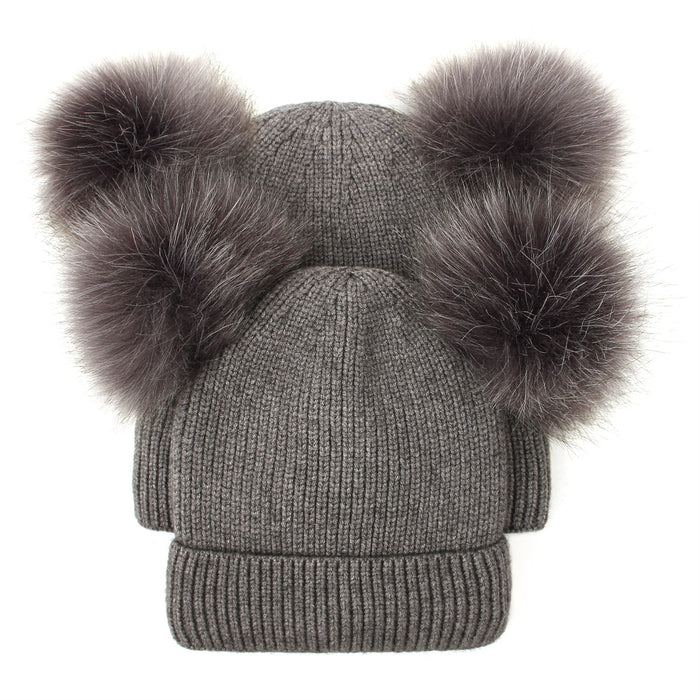 Wholesale Hat Wool and Fleece Double Wool Ball Parent-child Hat MOQ≥2 JDC-FH-Xiami003