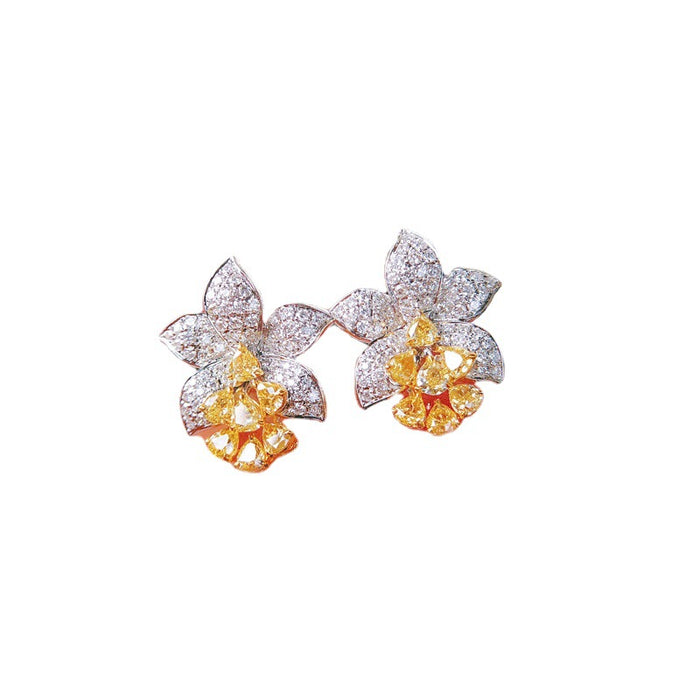 Wholesale Luxury Encrusted Diamond Flower Stud Earrings JDC-ES-JYS016