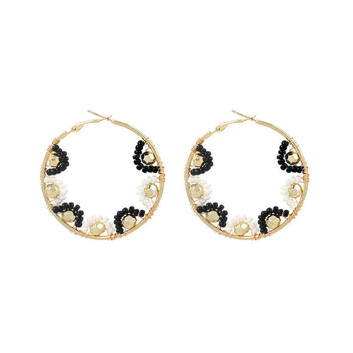 Wholesale Big Circle Rice Bead Earrings MOQ≥2 JDC-ES-Yir013