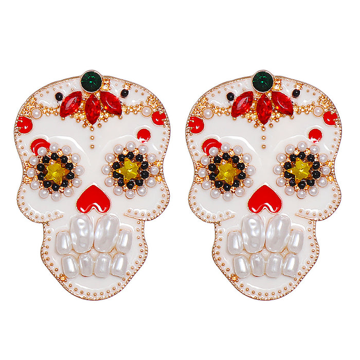 Wholesale Earrings Alloy Halloween Skull Diamond Ear Studs JDC-ES-JJ254