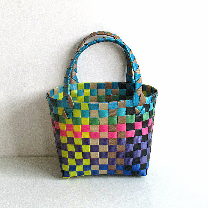 Jewelry WholesaleWholesale Colorful Plastic Woven Tote Beach Bag JDC-BB-DeR002 Beach Bag 德瑞 %variant_option1% %variant_option2% %variant_option3%  Factory Price JoyasDeChina Joyas De China