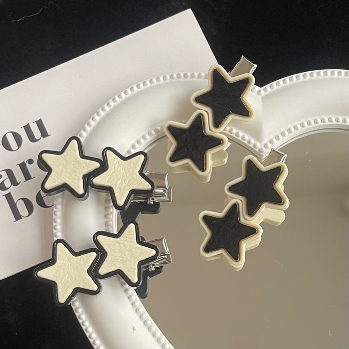 Wholesale Hair Clips Plastic Cute Black and White Stars JDC-HC-ZhiX011