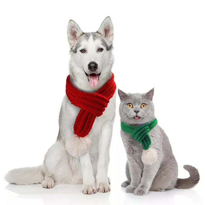 Wholesale Pet Decorations Short Plush Knitted Christmas Scarf MOQ≥2 JDC-PD-Miaodi001