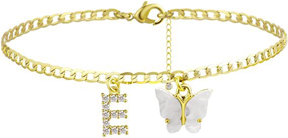 Wholesale Anklet Letter Butterfly 14K Gold Plated MOQ≥2 JDC-AS-JinM008