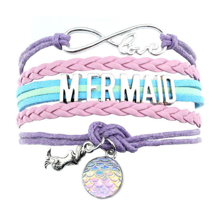 Wholesale Bracelet Alloy Mermaid Fish Scale Hand Woven Bracelet MOQ≥2 JDC-BT-FengR004