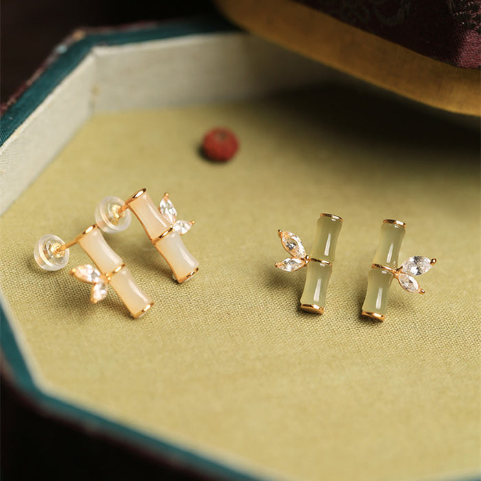 Wholesale Earrings Alloy Vintage Bamboo Zircon JDC-ES-PD001