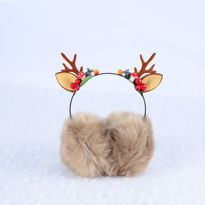 Wholesale Earmuffs Plush Warm Christmas Antler Berry JDC-EF-QingH001