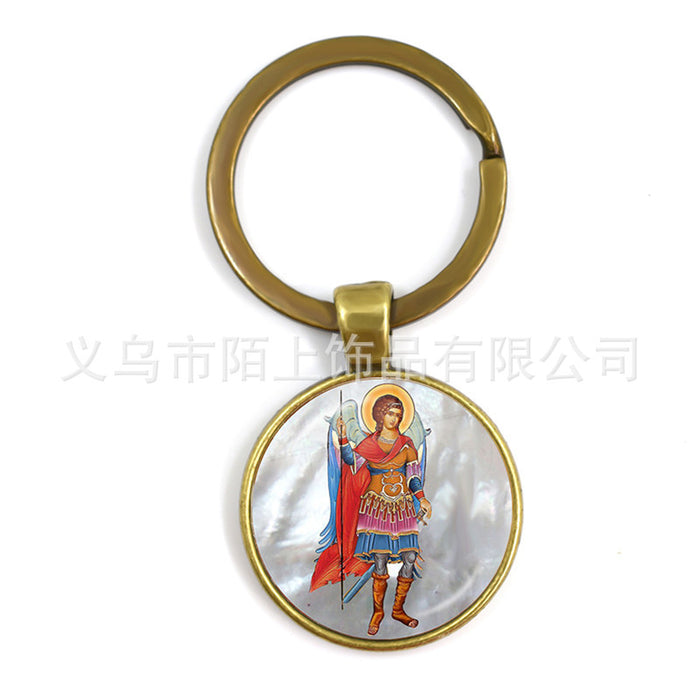 Wholesale St.Michael Russian Orthodox Time Gemstone Zinc Alloy Keychain JDC-KC-MoS001