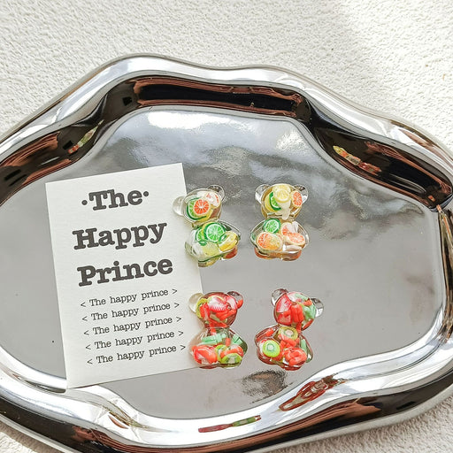 Jewelry WholesaleWholesale S925 silver fruit cute transparent bear student Earrings JDC-ES-MiH009 Earrings 米穗 %variant_option1% %variant_option2% %variant_option3%  Factory Price JoyasDeChina Joyas De China