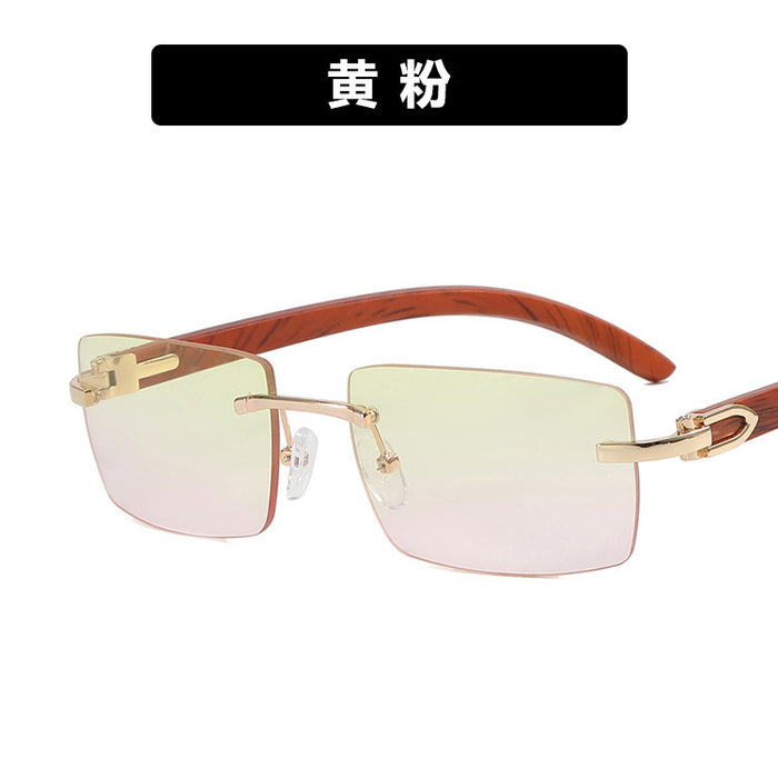 Wholesale Frameless Cut Edge Wood Grain Leg Sunglasses Men's Sunglasses JDC-SG-PLS067