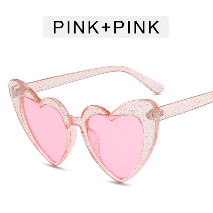 Jewelry WholesaleWholesale Glitter Love Fluorescent Peach Heart Sunglasses JDC-SG-GuangD006 Sunglasses 光度 %variant_option1% %variant_option2% %variant_option3%  Factory Price JoyasDeChina Joyas De China