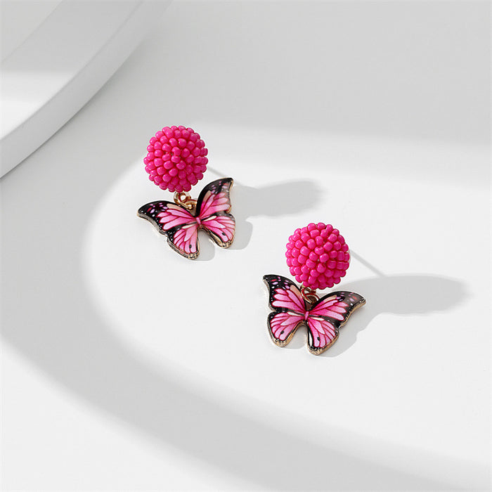 Wholesale Earrings Vintage Style Beaded Painted Butterfly Earrings JDC-ES-GuTe014