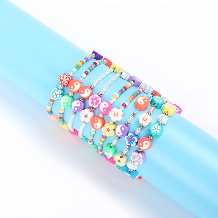 Wholesale Soft Pottery Bracelet Rice Bead Bracelet Colorful Bagua Small Flower JDC-BT-ZengZ028