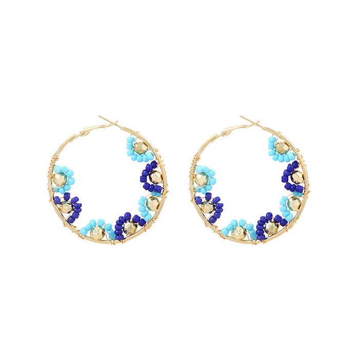 Wholesale Big Circle Rice Bead Earrings MOQ≥2 JDC-ES-Yir013