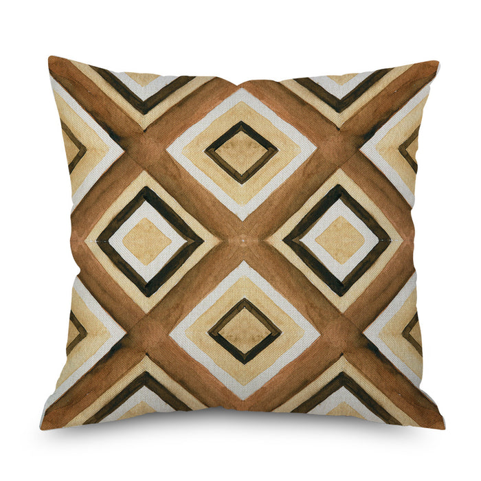 Wholesale Wood Grain Geometric Print Linen Throw Pillowcase JDC-PW-Mengq006