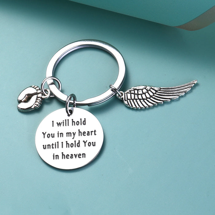 Wholesale Wings Footprint Stainless Steel Keychain MOQ≥2 JDC-KC-JZhi003