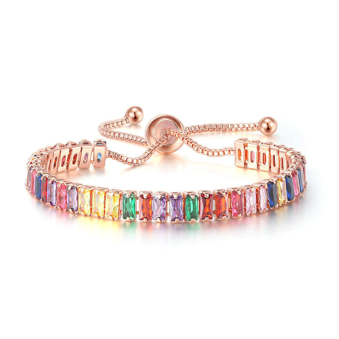 Wholesale 3mm Color Round Zircon Single Row Full Drill Adjustable Crystal Bracelet JDC-BT-YunJ007