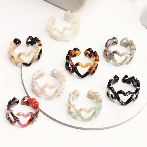 Jewelry WholesaleWholesale Acrylic Resin Gradient Heart Ring JDC-RS-NZ018 Rings 奈珠 %variant_option1% %variant_option2% %variant_option3%  Factory Price JoyasDeChina Joyas De China