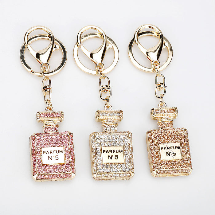 Wholesale Rhinestone Car Ornament Keychain Full Diamond Perfume Bottle (F) JDC-KC-AWen014