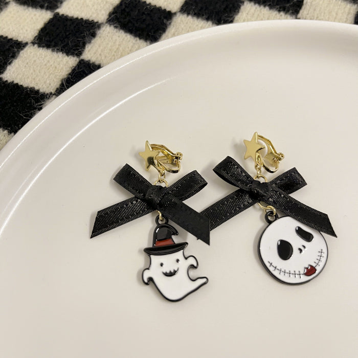 Wholesale Earrings Alloy Halloween Skull Ghost Stud Earrings Ear Clips JDC-ES-Tql015