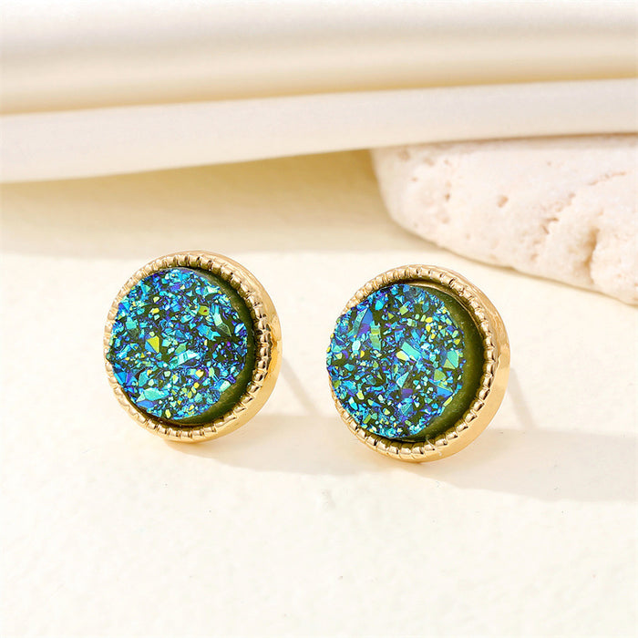 Jewelry WholesaleWholesale Round Resin Glitter Metal Earrings MOQ≥6 JDC-ES-Juej001 Earrings 觉际 %variant_option1% %variant_option2% %variant_option3%  Factory Price JoyasDeChina Joyas De China