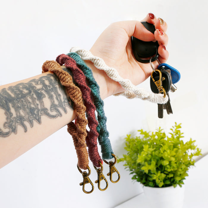 Wholesale Metal Hand Braided Wrist Keychain DIY Accessories  MOQ≥2 JDC-KC-JM032