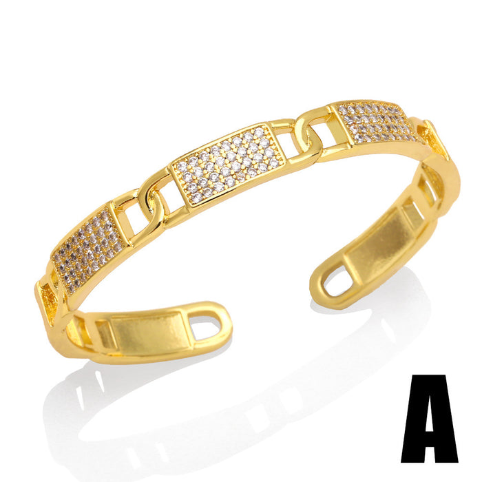 Wholesale Bracelet Copper Plated 18K Gold Zircon JDC-PREMAS-BT-007