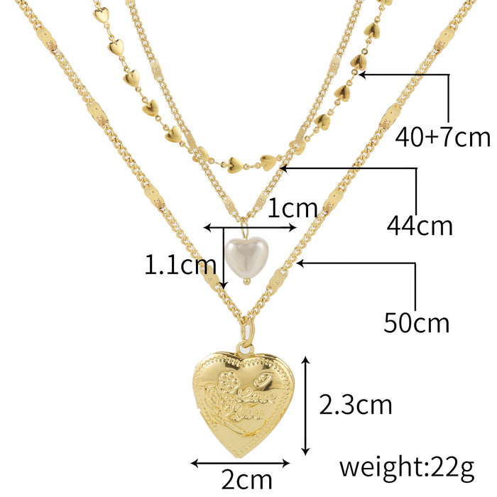 Jewelry WholesaleWholesale sweater chain love double layer necklace female choker JDC-NE-GSJY013 Necklaces 嘉溢 %variant_option1% %variant_option2% %variant_option3%  Factory Price JoyasDeChina Joyas De China