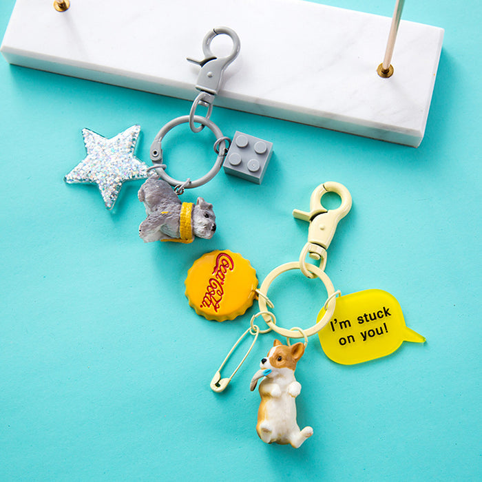 Wholesale Cartoon Resin Dog Cute Keychains MOQ≥2 JDC-KC-QiaM012