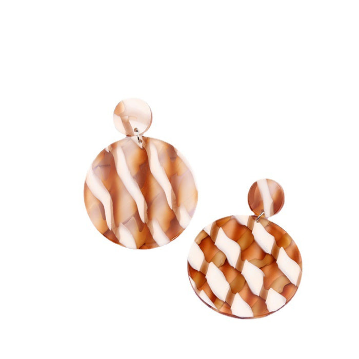 Wholesale Stripe Collection Acetate Geometric Round Earrings JDC-ES-DUAI017