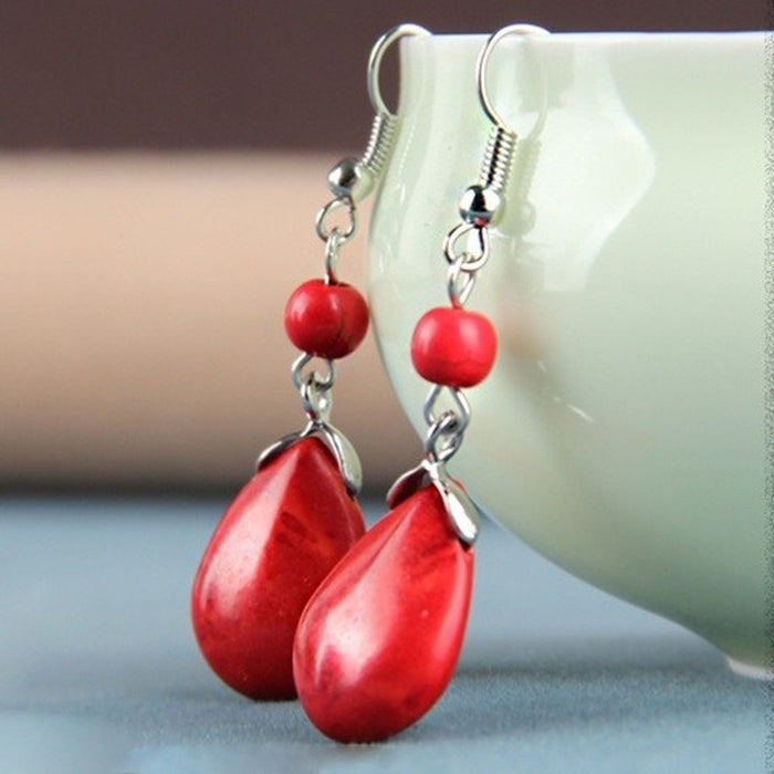 Wholesale red Turquoise Earrings JDC-ES-ery011