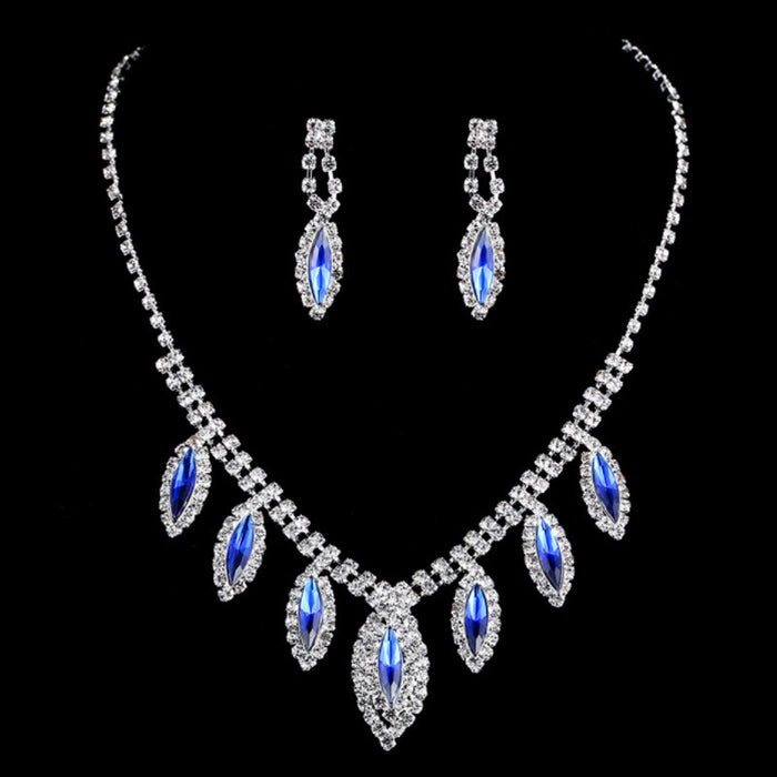 Wholesale Earrings Butterfly Drop Necklace Earrings Set Full of Diamond Geometric Crystal Flowers MOQ≥2 JDC-ES-haob021