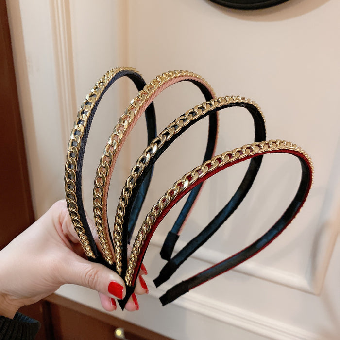 Wholesale pressed hair thin headband hair accessories metal chain JDC-HD-HuiY018