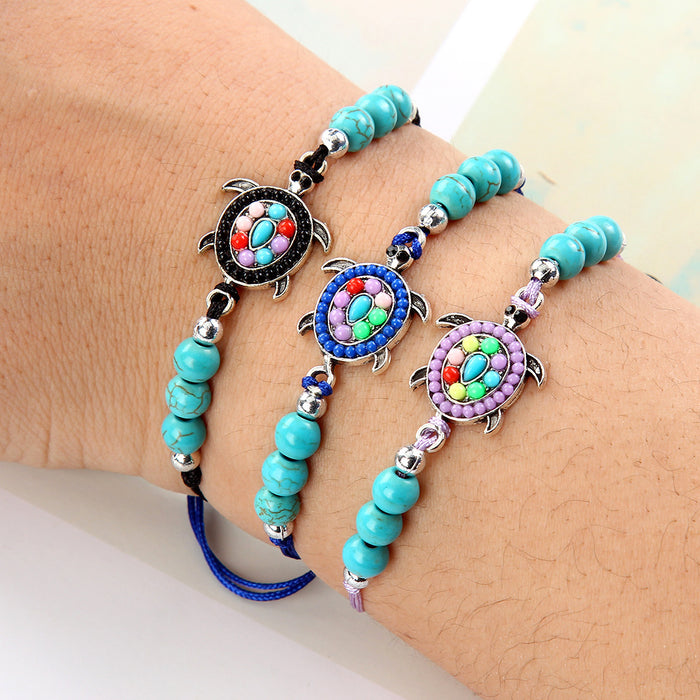 Wholesale Blue Turquoise Hand Tandem Braided Colorful Bracelet JDC-BT-ZheQ026