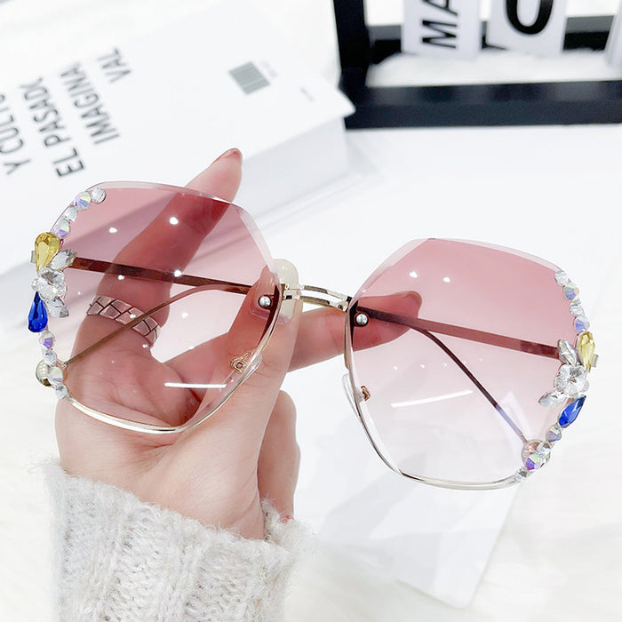 Jewelry WholesaleWholesale Diamond Rimless Cut Edge UV Blocking Sunglasses JDC-SG-ZhanH003 Sunglasses 展亨 %variant_option1% %variant_option2% %variant_option3%  Factory Price JoyasDeChina Joyas De China