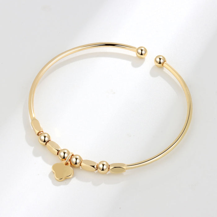 Jewelry WholesaleWholesale lucky clover gold plated copper open bracelet hand JDC-BT-YZM023 Bracelet 伊之美 %variant_option1% %variant_option2% %variant_option3%  Factory Price JoyasDeChina Joyas De China