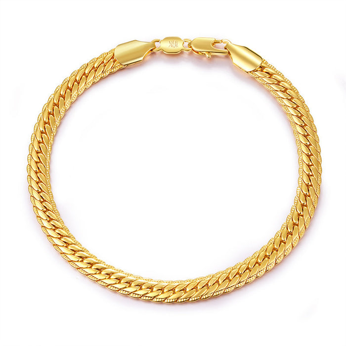 Wholesale 18K Gold Plated Thick Flat Snake Chain Men's Bracelet JDC-BT-TianM002