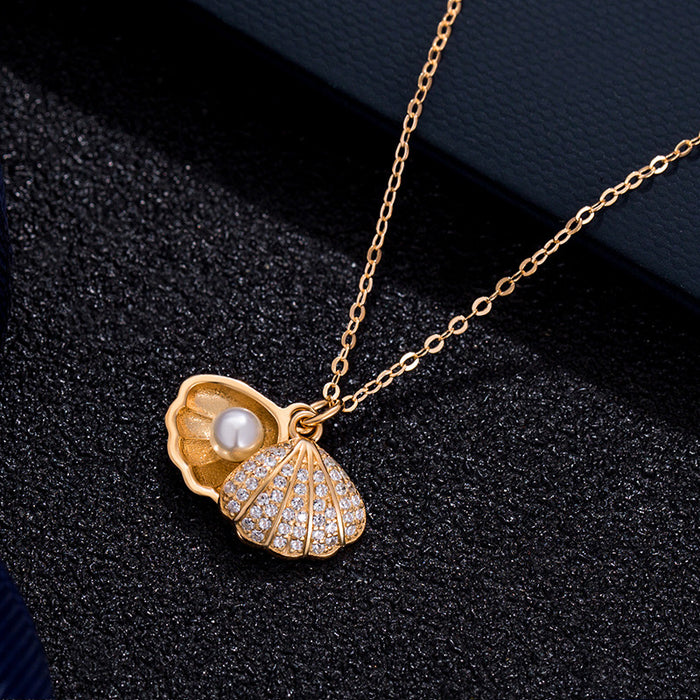 Wholesale Shell Imitation Pearl Alloy Artificial Diamond Necklace MOQ≥2 JDC-NE-JYS011